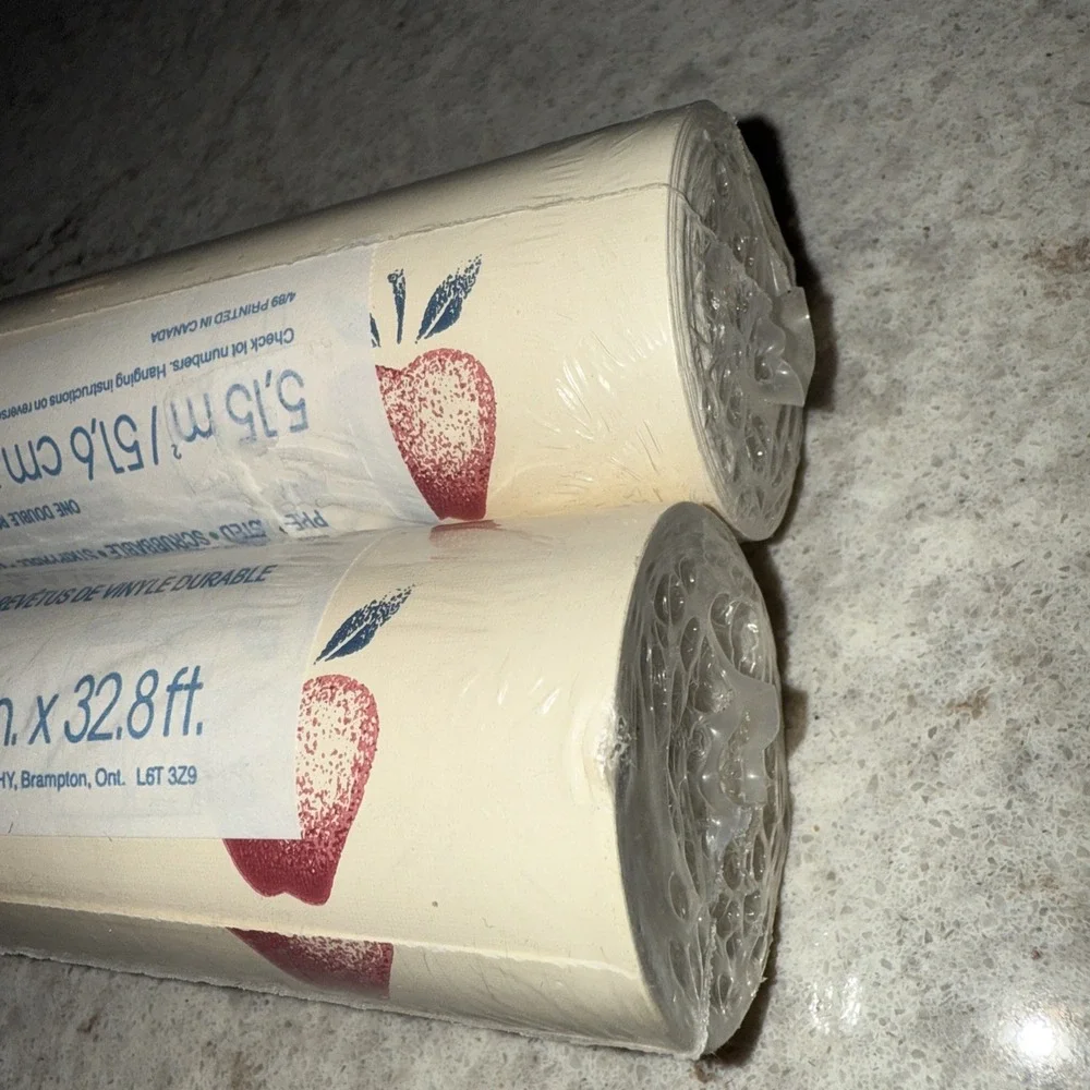 Vintage Sunworthy Wallpaper Cottage Apple 2 Double Rolls 55.4 Sq Ft Each NOS